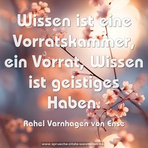 Wissen ist eine Vorratskammer,
ein Vorrat,
Wissen ist geistiges Haben.