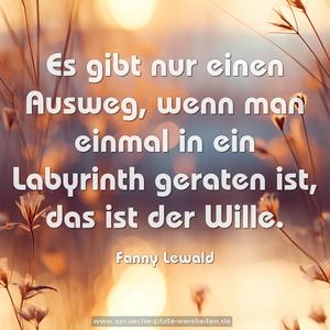 Es gibt nur einen Ausweg,
wenn man einmal in ein Labyrinth geraten ist,
das ist der Wille.