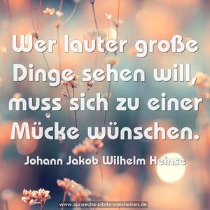 Wer lauter große Dinge sehen will, 
muss sich zu einer Mücke wünschen.