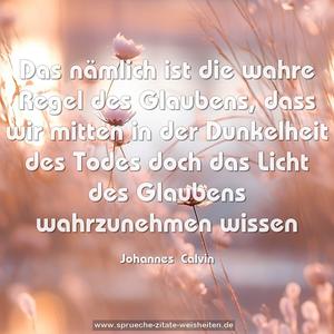 Das nämlich ist die wahre Regel des Glaubens,
dass wir mitten in der Dunkelheit des Todes
doch das Licht des Glaubens wahrzunehmen wissen