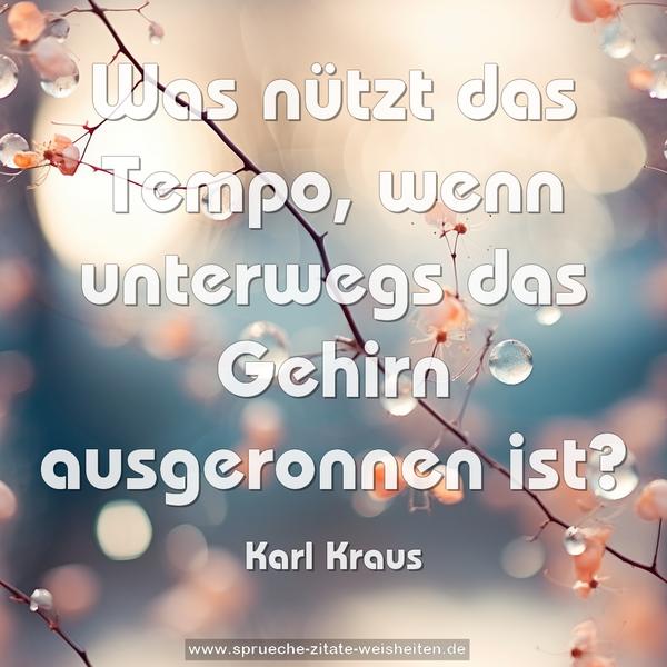 Was nützt das Tempo,
wenn unterwegs das Gehirn ausgeronnen ist?