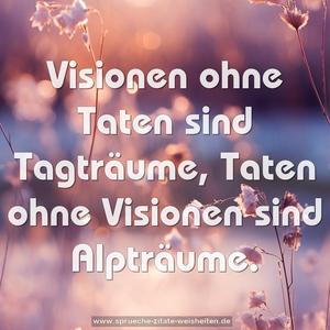 Visionen ohne Taten sind Tagträume,
Taten ohne Visionen sind Alpträume.
