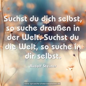 Suchst du dich selbst, so suche draußen in der Welt.
Suchst du die Welt, so suche in dir selbst.