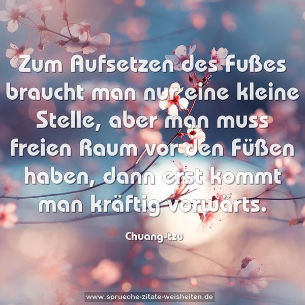 Zum Aufsetzen des Fußes braucht man nur eine kleine Stelle,
aber man muss freien Raum vor den Füßen haben,
dann erst kommt man kräftig vorwärts.