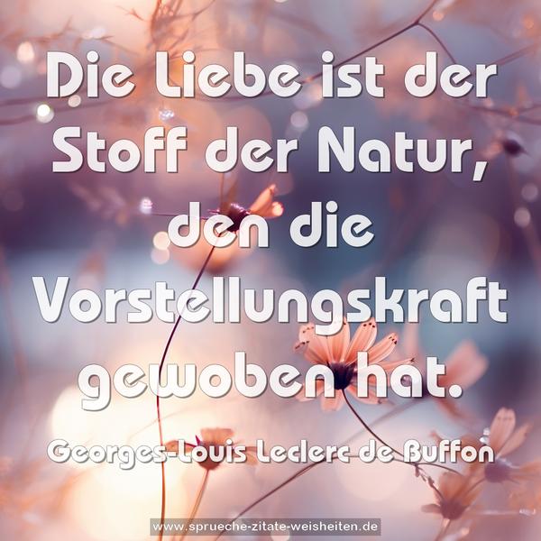 Die Liebe ist der Stoff der Natur,
den die Vorstellungskraft gewoben hat.