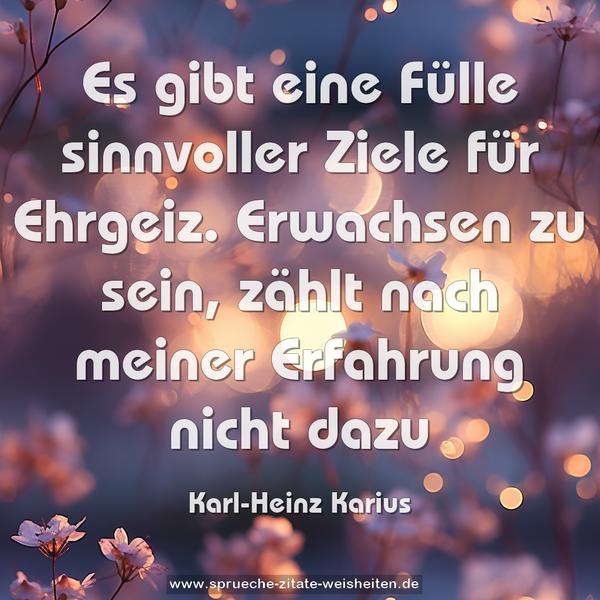 Es gibt eine Fülle sinnvoller Ziele für Ehrgeiz.
Erwachsen zu sein, zählt nach meiner Erfahrung nicht dazu