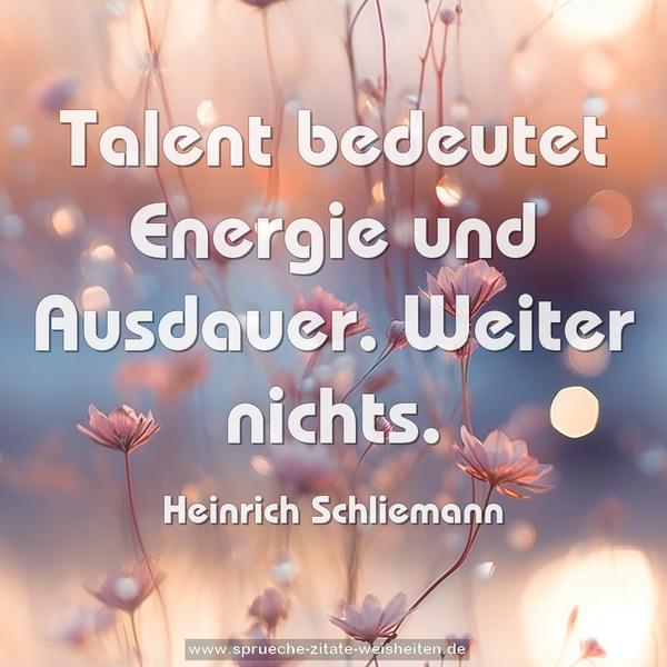 Talent bedeutet Energie und Ausdauer.
Weiter nichts.