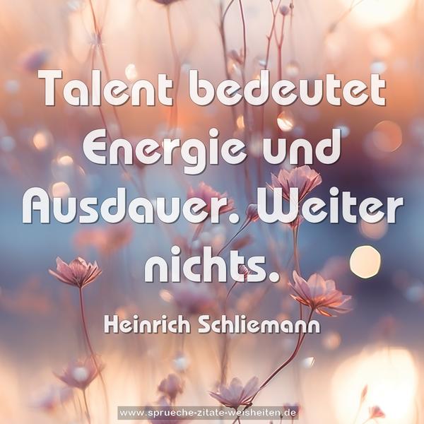 Talent bedeutet Energie und Ausdauer.
Weiter nichts.
