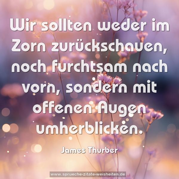 Wir sollten weder im Zorn zurückschauen,
noch furchtsam nach vorn,
sondern mit offenen Augen umherblicken.