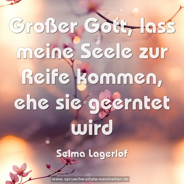 Großer Gott, lass meine Seele zur Reife kommen,
ehe sie geerntet wird