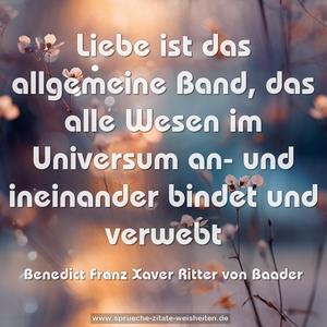 Liebe ist das allgemeine Band,
das alle Wesen im Universum an- und ineinander bindet
und verwebt
