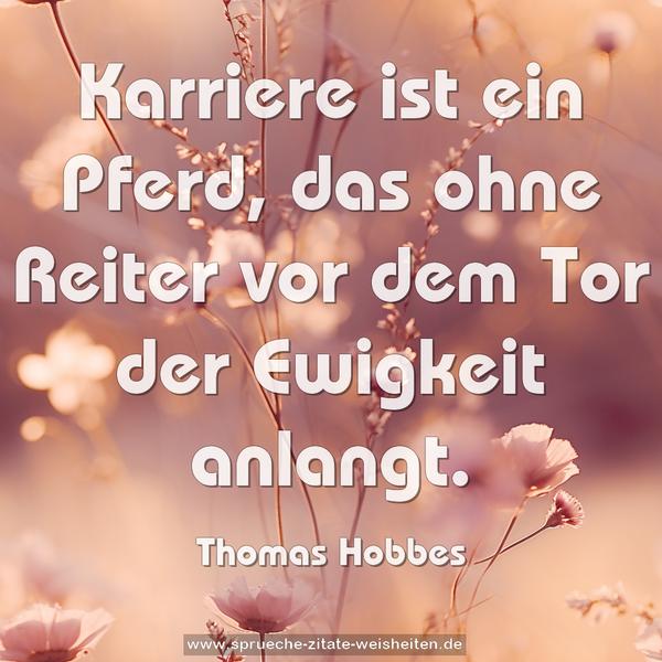 Karriere ist ein Pferd,
das ohne Reiter vor dem Tor der Ewigkeit anlangt.
