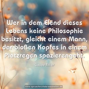 Wer in dem Elend dieses Lebens keine Philosophie besitzt, gleicht einem Mann,
der bloßen Kopfes in einem Platzregen spazierengeht.
