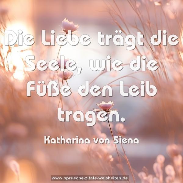 Die Liebe trägt die Seele,
wie die Füße den Leib tragen.