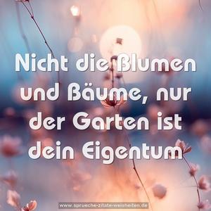 Nicht die Blumen und Bäume,
nur der Garten ist dein Eigentum