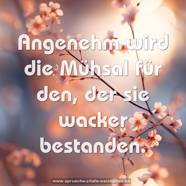 Angenehm wird die Mühsal für den,
der sie wacker bestanden.