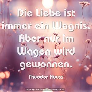 Die Liebe ist immer ein Wagnis.
Aber nur im Wagen wird gewonnen.