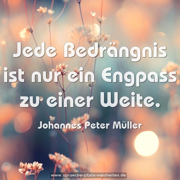 Jede Bedrängnis ist nur ein Engpass zu einer Weite.