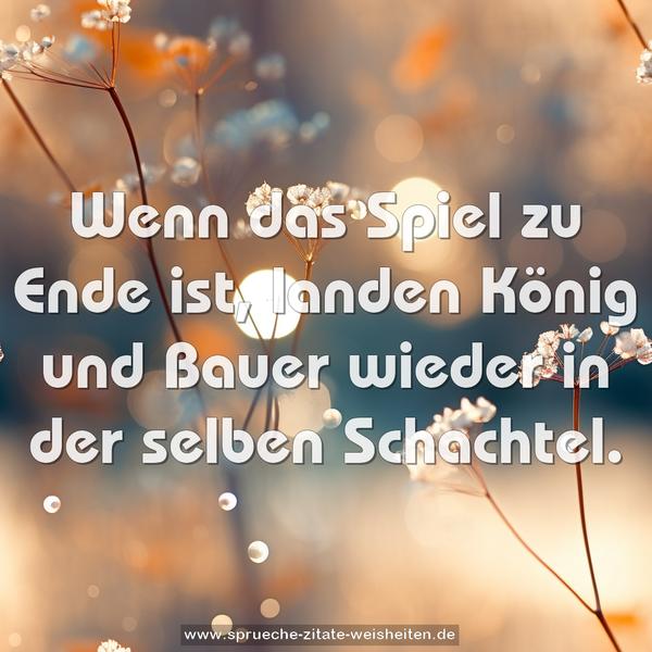 Wenn das Spiel zu Ende ist,
landen König und Bauer wieder in der selben Schachtel.