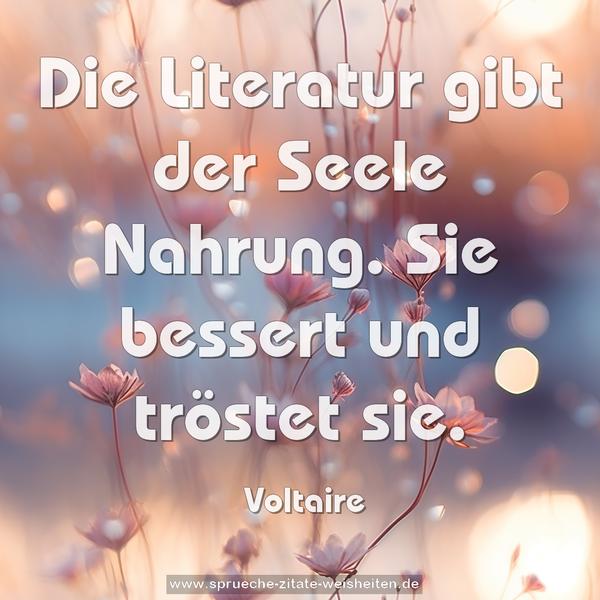 Die Literatur gibt der Seele Nahrung.
Sie bessert und tröstet sie.