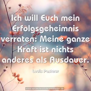 Ich will Euch mein Erfolgsgeheimnis verraten:
Meine ganze Kraft ist nichts anderes als Ausdauer.