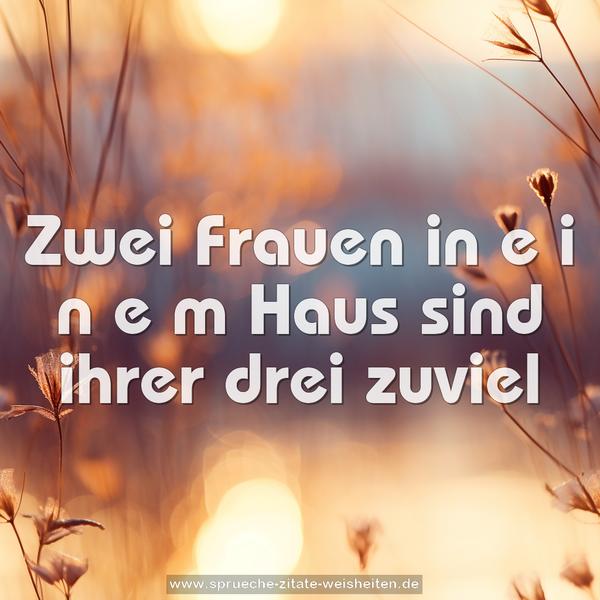 Zwei Frauen in e i n e m Haus
sind ihrer drei zuviel