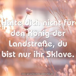 Halte dich nicht für den König der Landstraße, 
du bist nur ihr Sklave.
