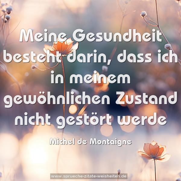 Meine Gesundheit besteht darin, dass ich in meinem gewöhnlichen Zustand nicht gestört werde