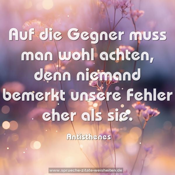Auf die Gegner muss man wohl achten,
denn niemand bemerkt unsere Fehler eher als sie.