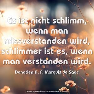 Es ist nicht schlimm, wenn man missverstanden wird,
schlimmer ist es, wenn man verstanden wird.