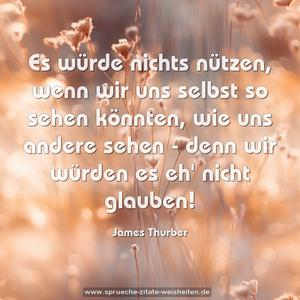 Es würde nichts nützen,
wenn wir uns selbst so sehen könnten,
wie uns andere sehen -
denn wir würden es eh' nicht glauben!
