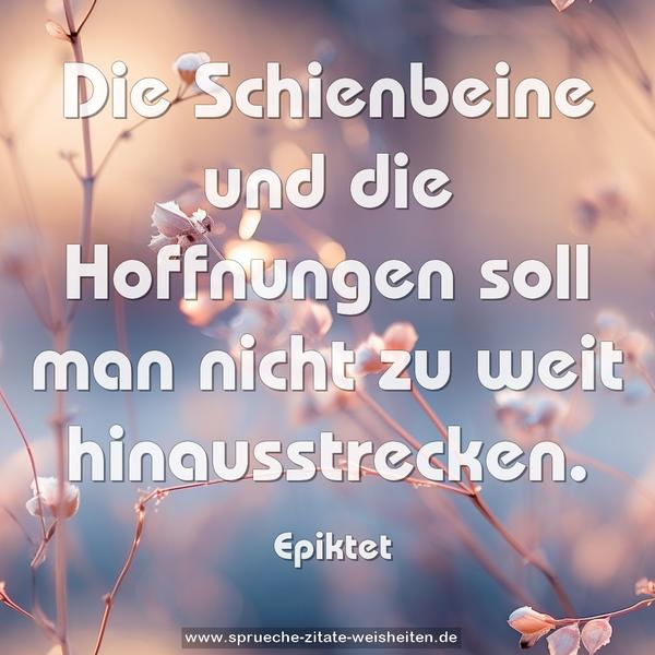Die Schienbeine und die Hoffnungen
soll man nicht zu weit hinausstrecken.