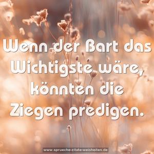 Wenn der Bart das Wichtigste wäre,
könnten die Ziegen predigen.
