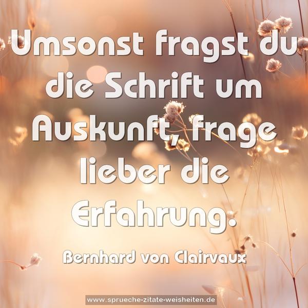Umsonst fragst du die Schrift um Auskunft,
frage lieber die Erfahrung.