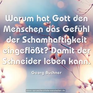 Warum hat Gott den Menschen das Gefühl der Schamhaftigkeit eingeflößt? Damit der Schneider leben kann.