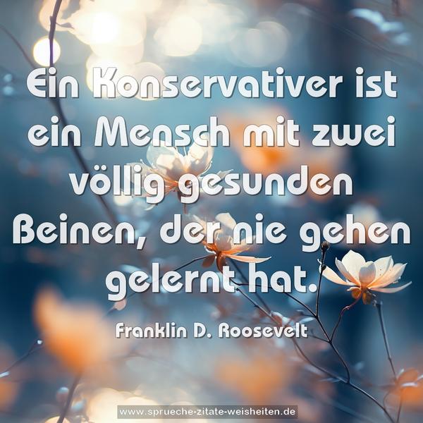 Ein Konservativer ist ein Mensch mit zwei völlig gesunden Beinen, der nie gehen gelernt hat.