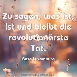 Zu sagen, was ist,
ist und bleibt die revolutionärste Tat. 