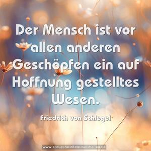 Der Mensch ist vor allen anderen Geschöpfen
ein auf Hoffnung gestelltes Wesen.
