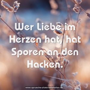 Wer Liebe im Herzen hat, hat Sporen an den Hacken.