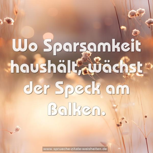 Wo Sparsamkeit haushält,
wächst der Speck am Balken.