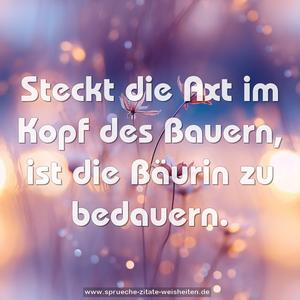 Steckt die Axt im Kopf des Bauern, 
ist die Bäurin zu bedauern. 