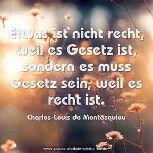 Etwas ist nicht recht, weil es Gesetz ist,
sondern es muss Gesetz sein, weil es recht ist. 