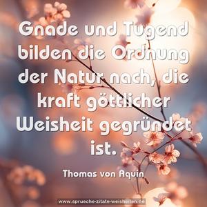 Gnade und Tugend bilden die Ordnung der Natur nach,
die kraft göttlicher Weisheit gegründet ist.