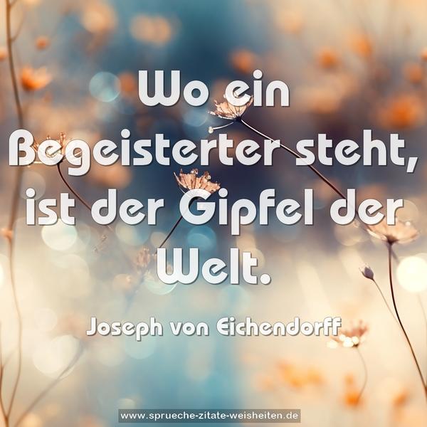 Wo ein Begeisterter steht,
ist der Gipfel der Welt.