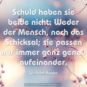 Schuld haben sie beide nicht:
Weder der Mensch, noch das Schicksal;
sie passen nur immer ganz genau aufeinander.