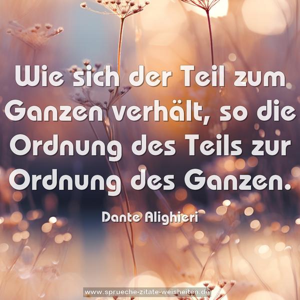 Wie sich der Teil zum Ganzen verhält,
so die Ordnung des Teils zur Ordnung des Ganzen.