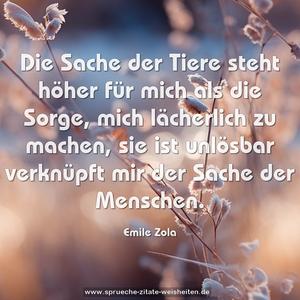 Die Sache der Tiere steht höher für mich als die Sorge,
mich lächerlich zu machen,
sie ist unlösbar verknüpft mir der Sache der Menschen.