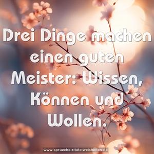 Drei Dinge machen einen guten Meister:
Wissen, Können und Wollen.