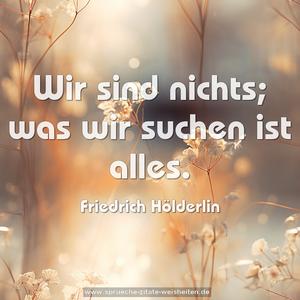 Wir sind nichts; was wir suchen ist alles.
