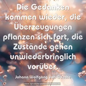 Die Gedanken kommen wieder, 
die Überzeugungen pflanzen sich fort, 
die Zustände gehen unwiederbringlich vorüber.
 